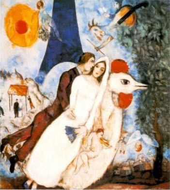 Les Fiances de la Tour Eiffel by Marc Chagall